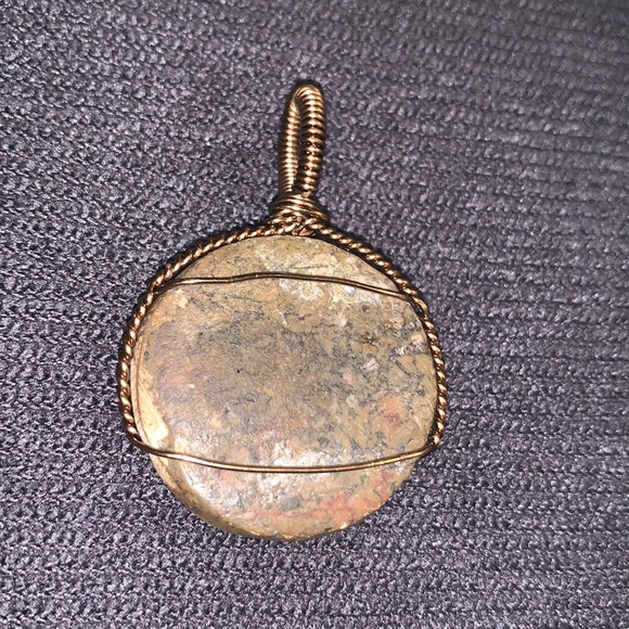 Handmade ammonite fossil wire wrapped wearable art pendant for necklace unisex - Picture 3 of 13